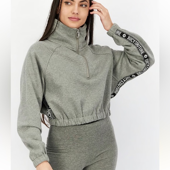 JUICY COUTURE | Heather grey half zip cropped sweater - Picture 2 of 14